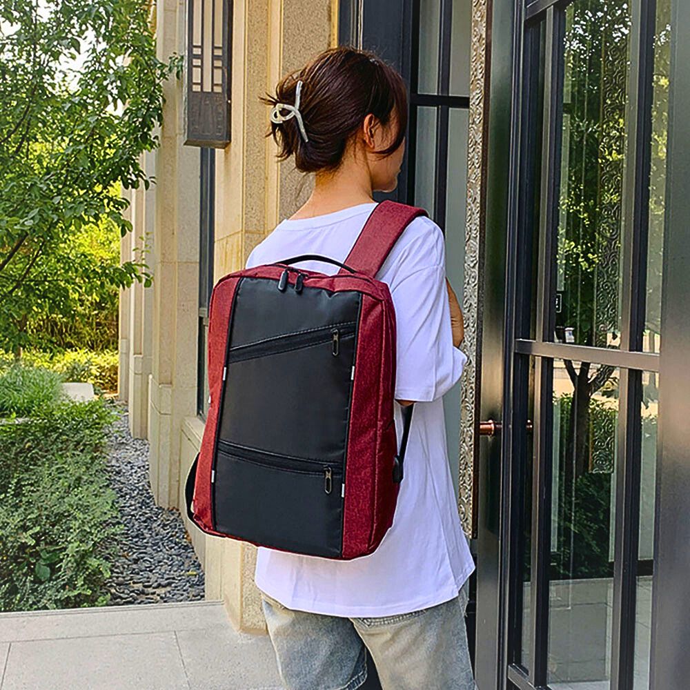 Foto 4 | Mochilas Escolares Laptop De Viaje Impermeable Con Puerto Carga Usb Vino