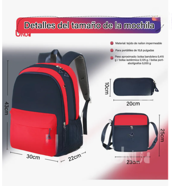 Foto 3 pulgar | Mochila Escolar Viaje Bolsa Antirrobo  Backpack Mochila Reforazada Para Laptop  Set 3piezas Mochila  Con Lonchera Y La