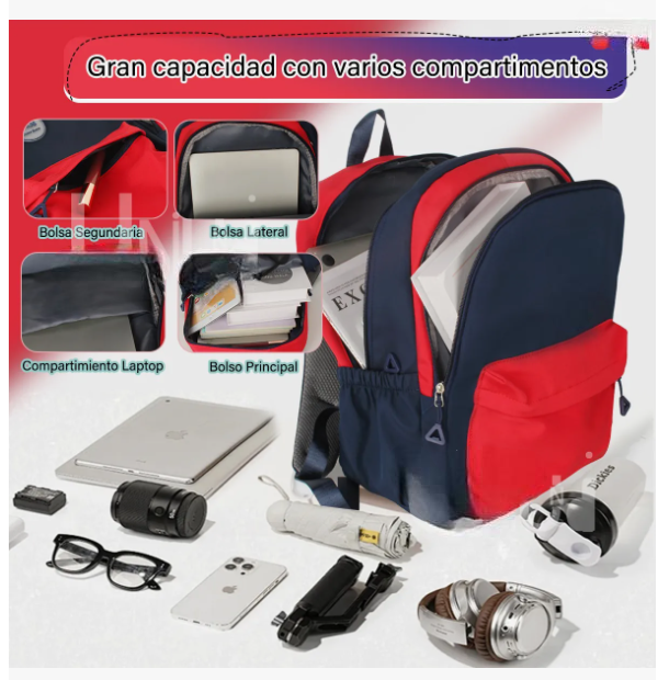 Foto 3 | Mochila Escolar Viaje Bolsa Antirrobo  Backpack Mochila Reforazada Para Laptop  Set 3piezas Mochila  Con Lonchera Y La