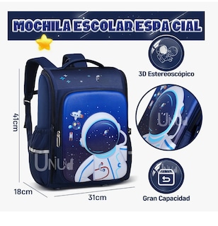 Foto 2 | Mochila Escolar Primaria Para Niño Astronauta 3d Impermeable Alta Calidad