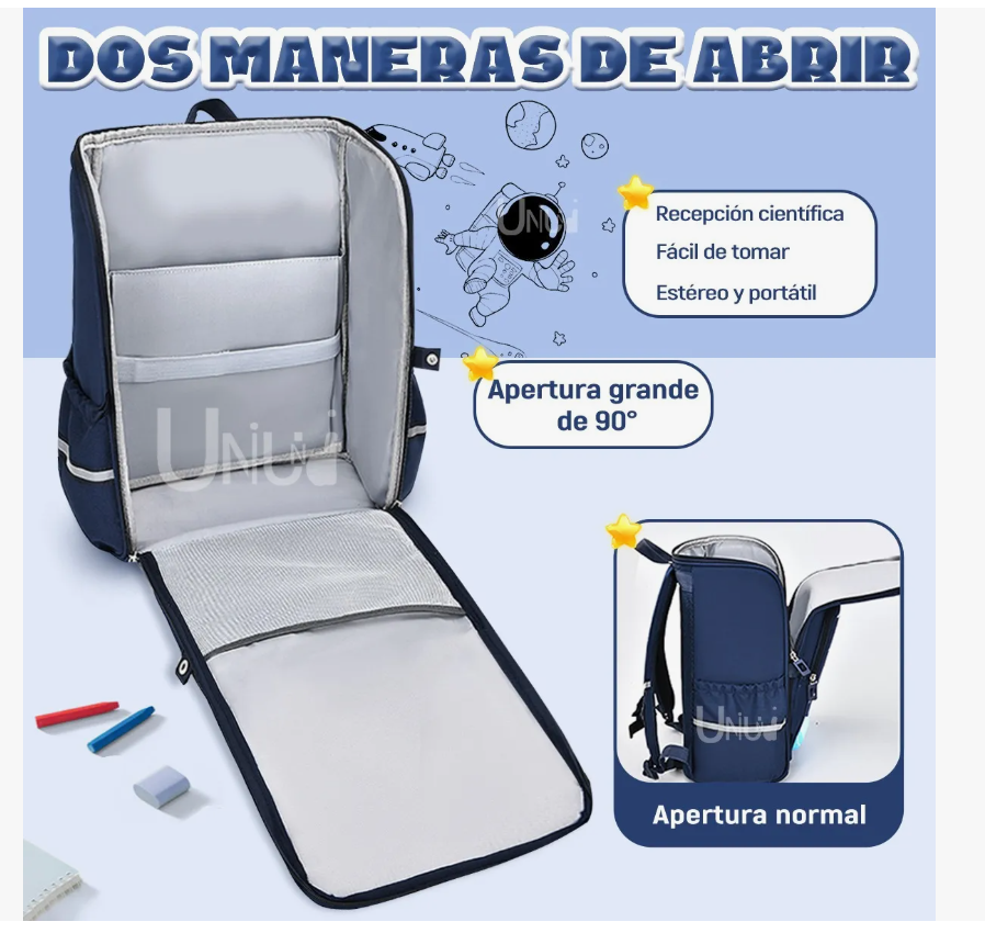 Foto 4 | Mochila Escolar Primaria Para Niño Astronauta 3d Impermeable Alta Calidad