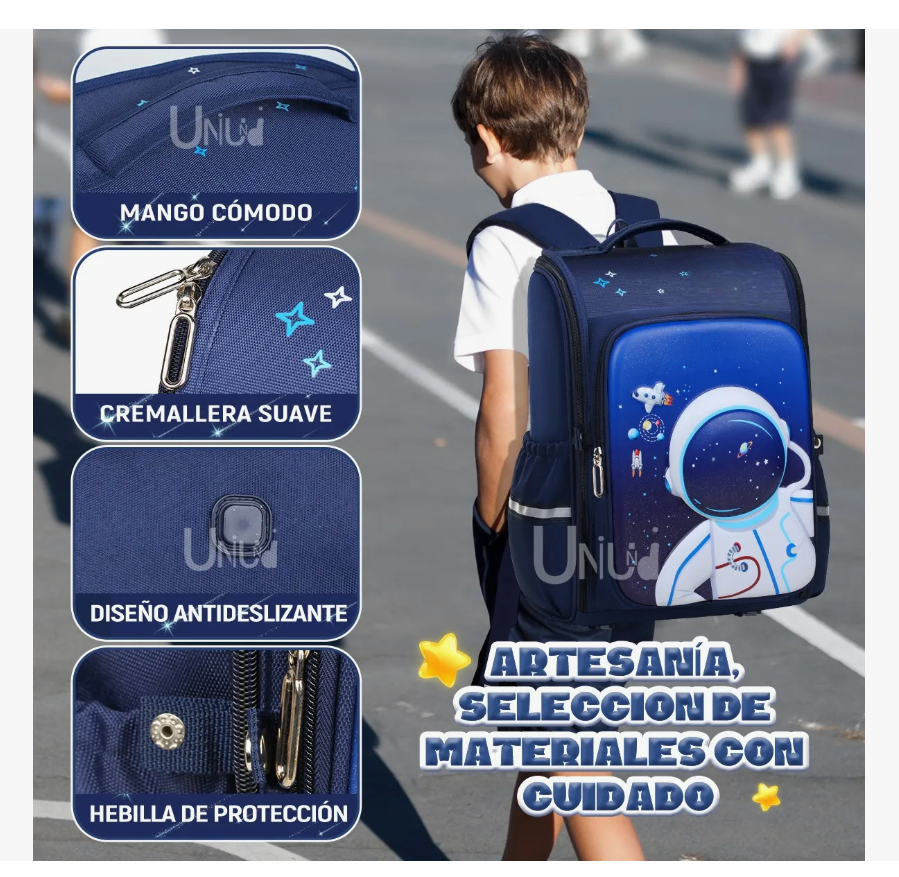 Foto 6 | Mochila Escolar Primaria Para Niño Astronauta 3d Impermeable Alta Calidad