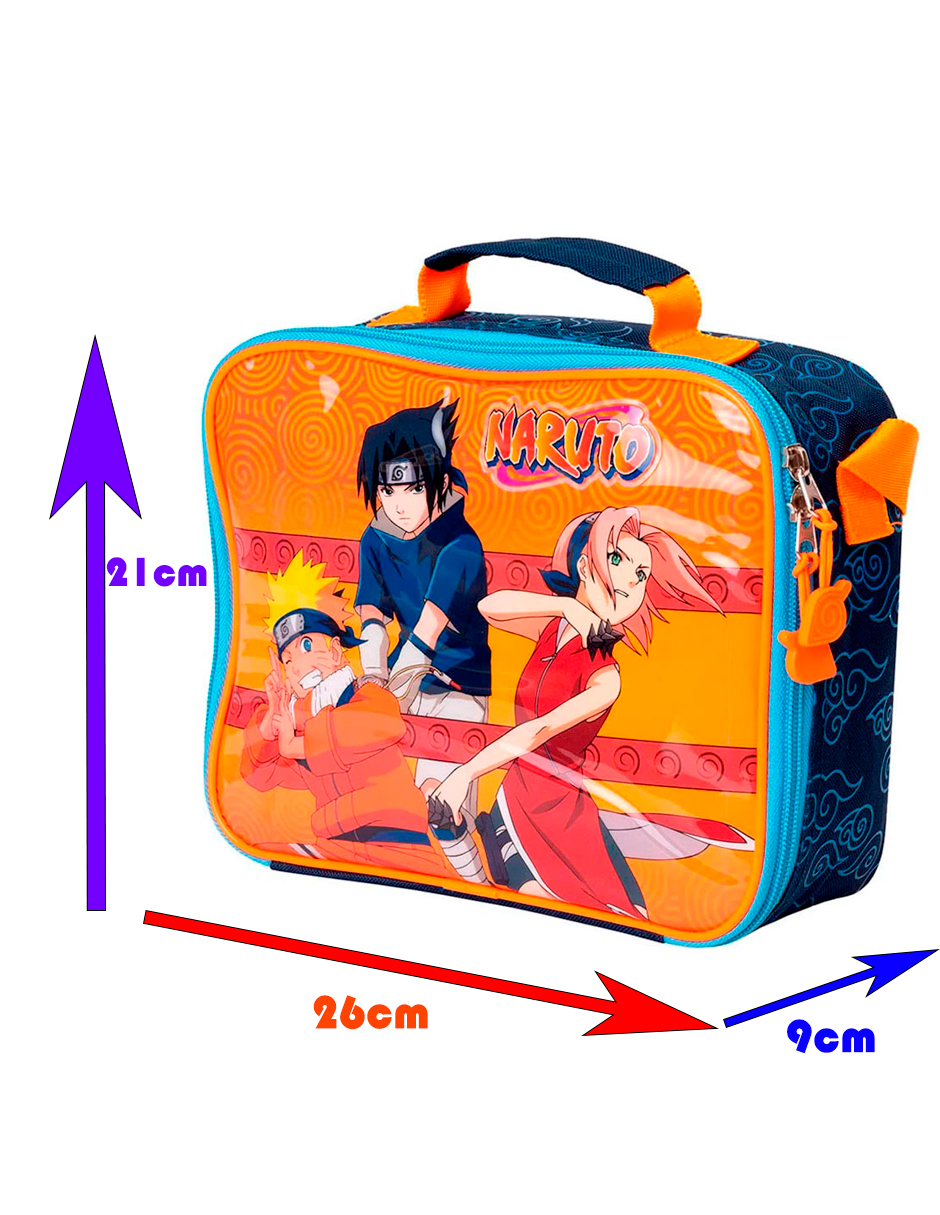 Foto 4 pulgar | Lonchera Escolar Yadatex Naruto Sasuke Sakura Equipo 7 Azul Naranja