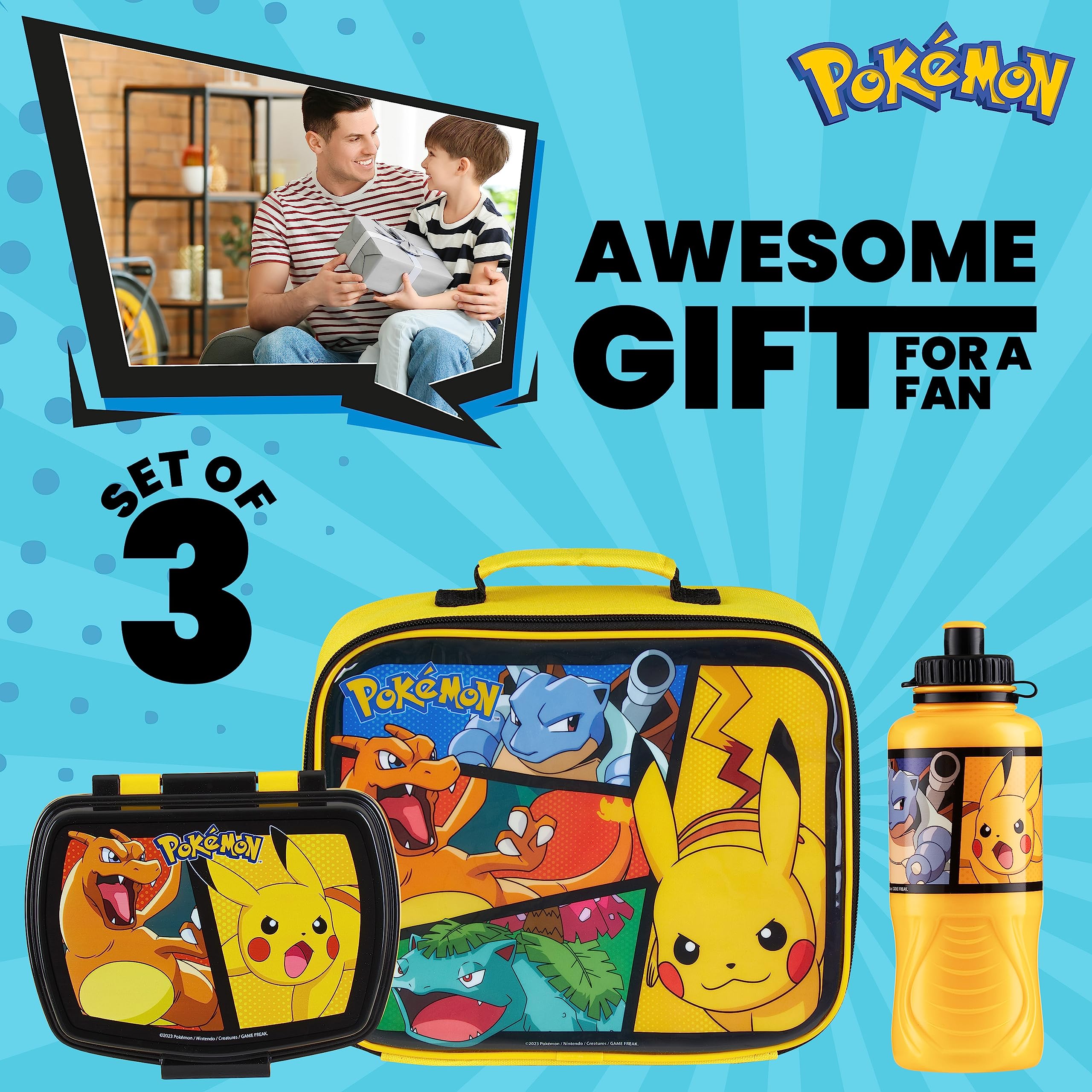 Foto 4 pulgar | Set de Bolsas De Almuerzo Con Aislamiento Para Niños Pokémon Con Lonchera Y Botella - Venta Internacional