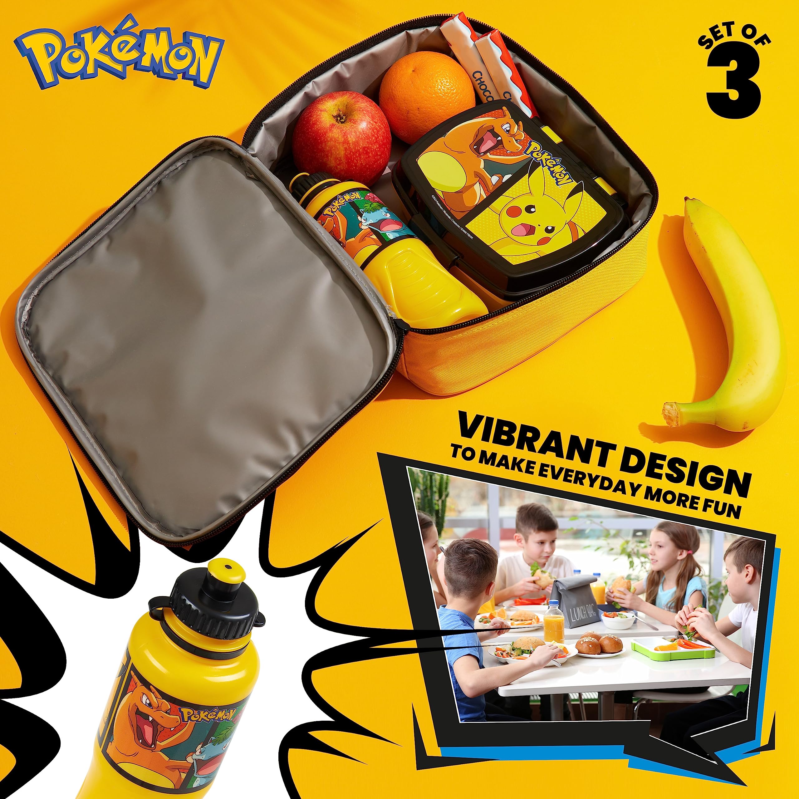 Foto 7 pulgar | Set de Bolsas De Almuerzo Con Aislamiento Para Niños Pokémon Con Lonchera Y Botella - Venta Internacional