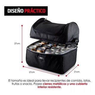 Foto 3 | Lonchera Térmica de Doble Compartimento Eo Safe Imports ESI-14656-1 Negra