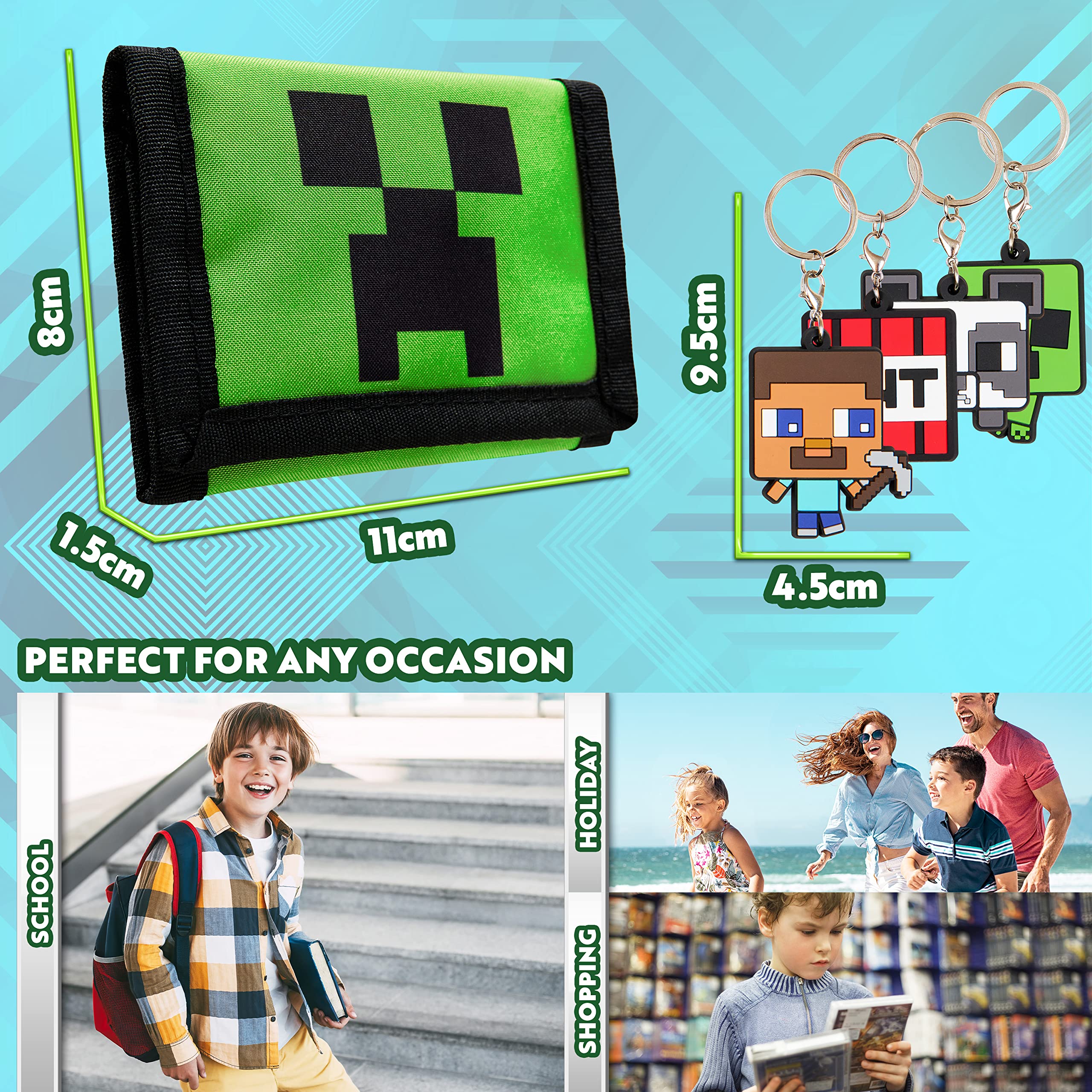 Foto 6 pulgar | Set De Regalo Con Carteras Y Llaveros Minecraft Para Niños - Venta Internacional.