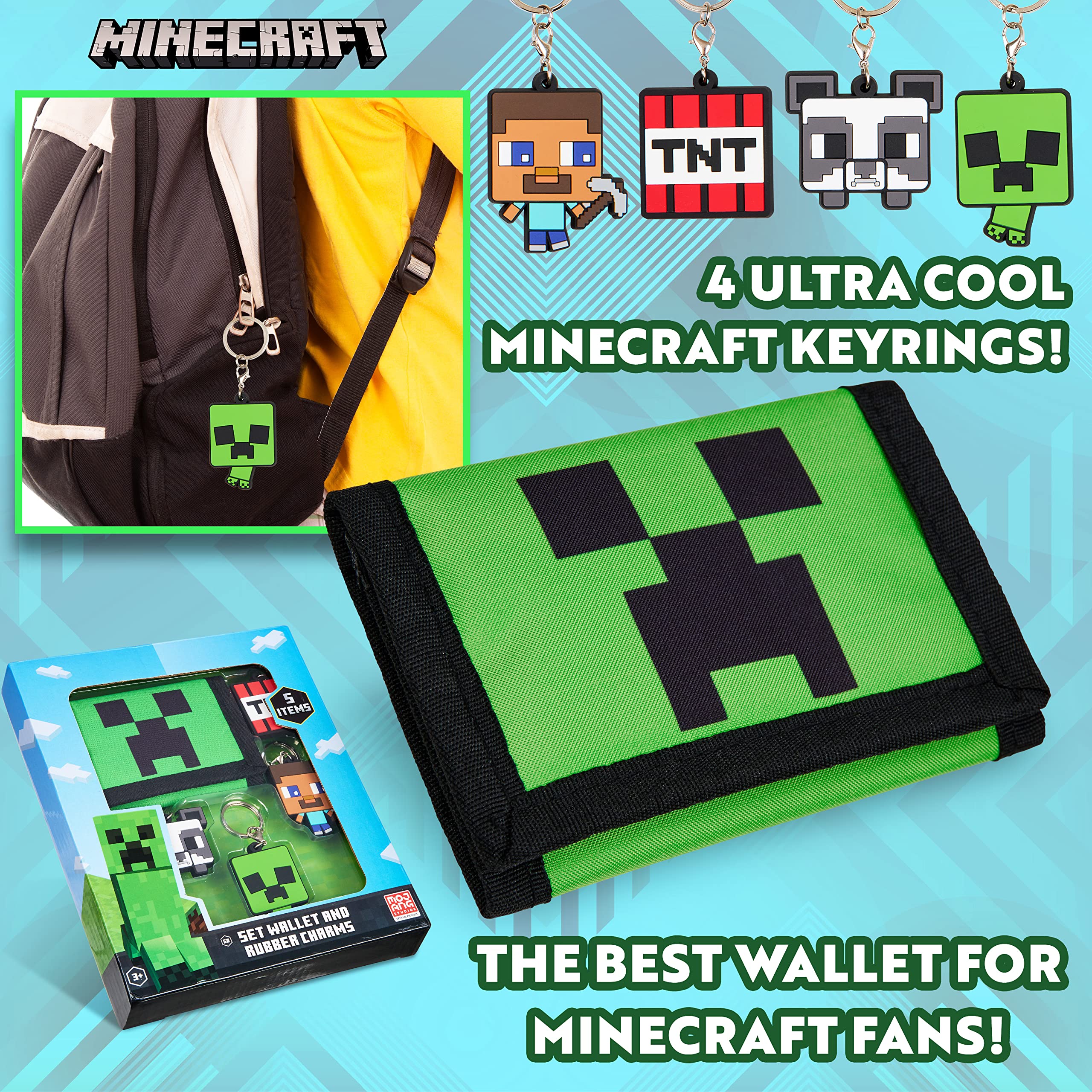 Foto 7 pulgar | Set De Regalo Con Carteras Y Llaveros Minecraft Para Niños - Venta Internacional.