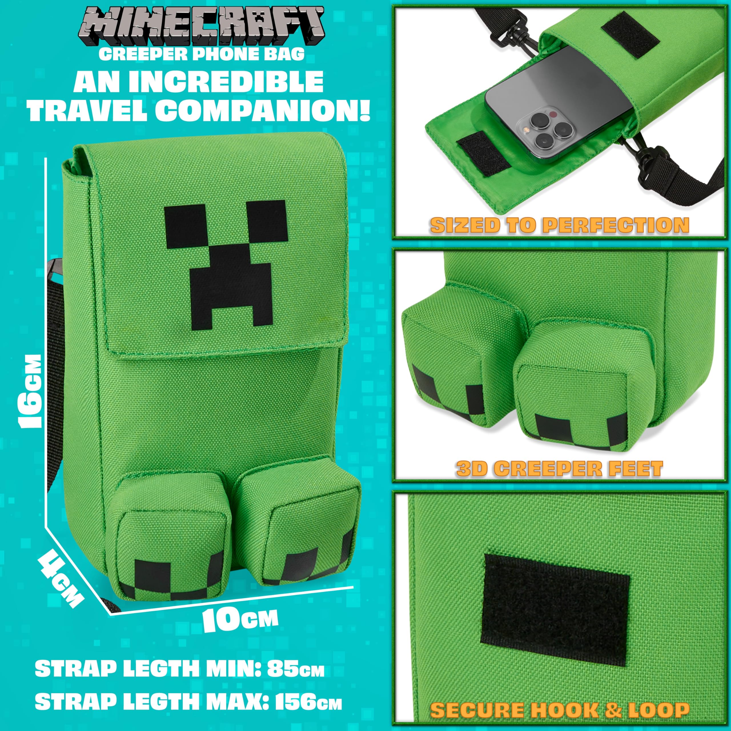 Foto 7 pulgar | Bandolera Minecraft Creeper Para Teléfono Móvil - Venta Internacional.