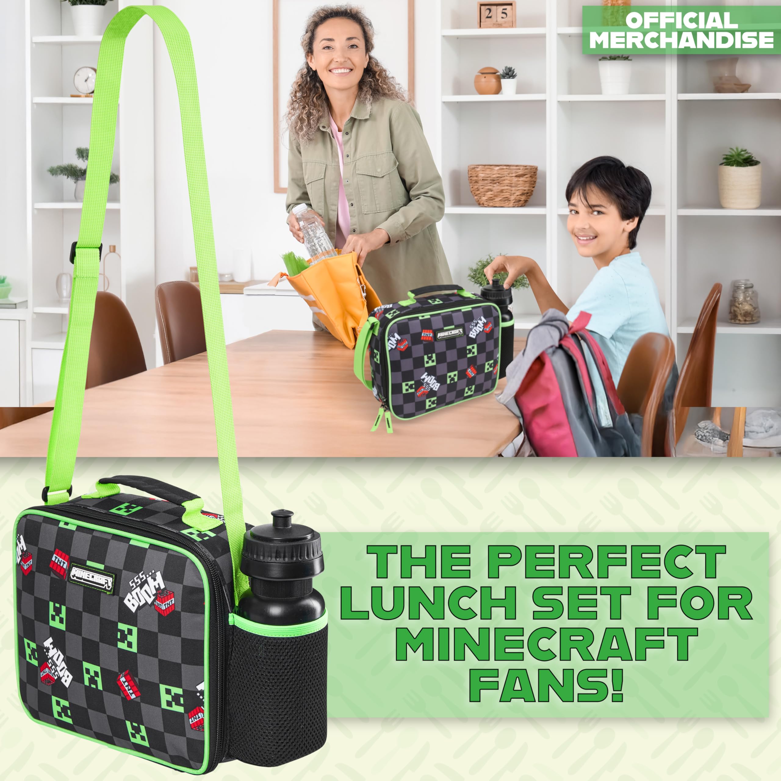 Foto 3 pulgar | Bolsa De Almuerzo Con Aislamiento Minecraft Para Niños Con Compartimentos Para Aperitivos - Venta Internacional.