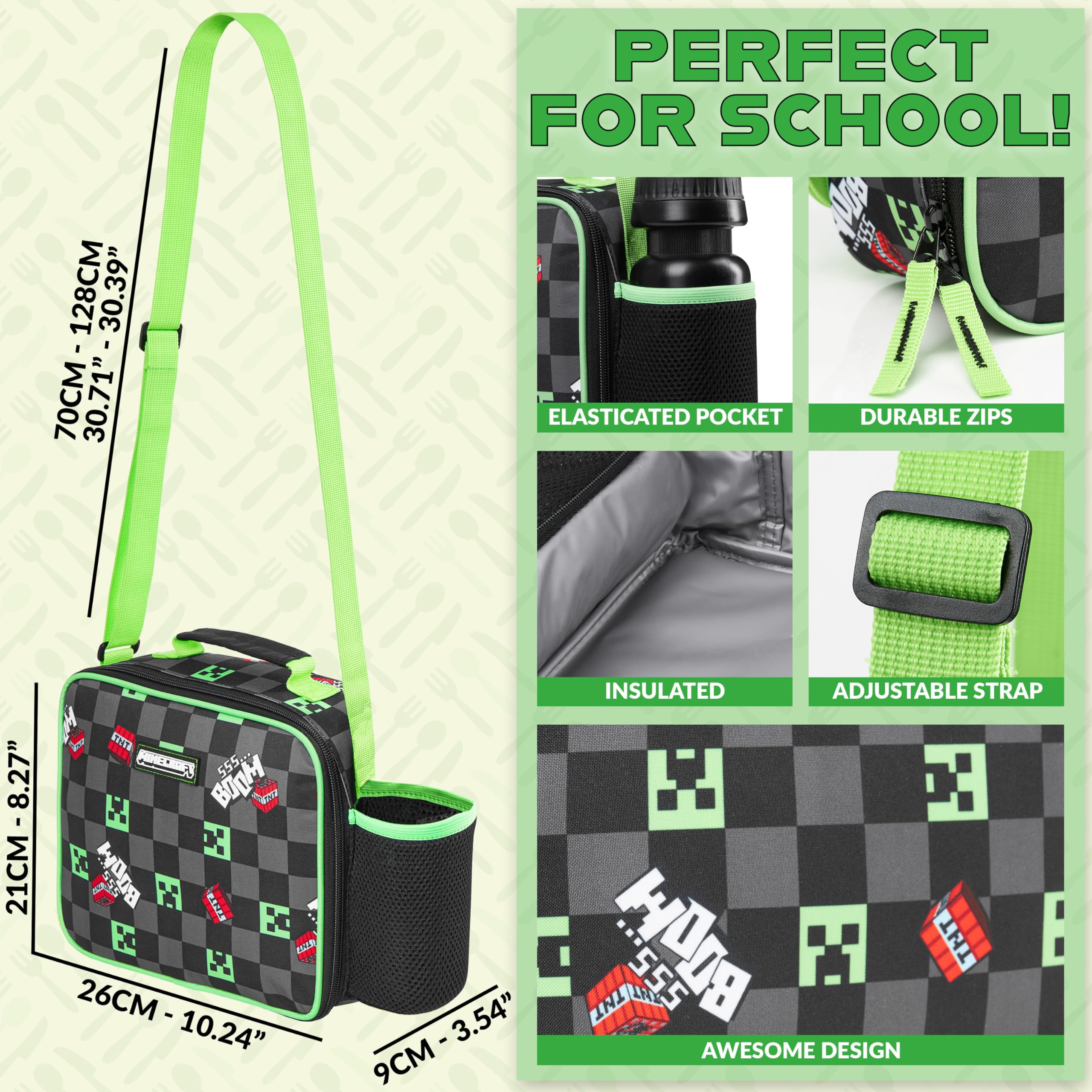 Foto 6 | Bolsa De Almuerzo Con Aislamiento Minecraft Para Niños Con Compartimentos Para Aperitivos - Venta Internacional.