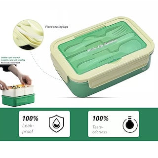 Foto 2 | Lonchera con Topper y Cubiertos 1100 Ml Eo Safe Imports Esi-13233-1 Verde