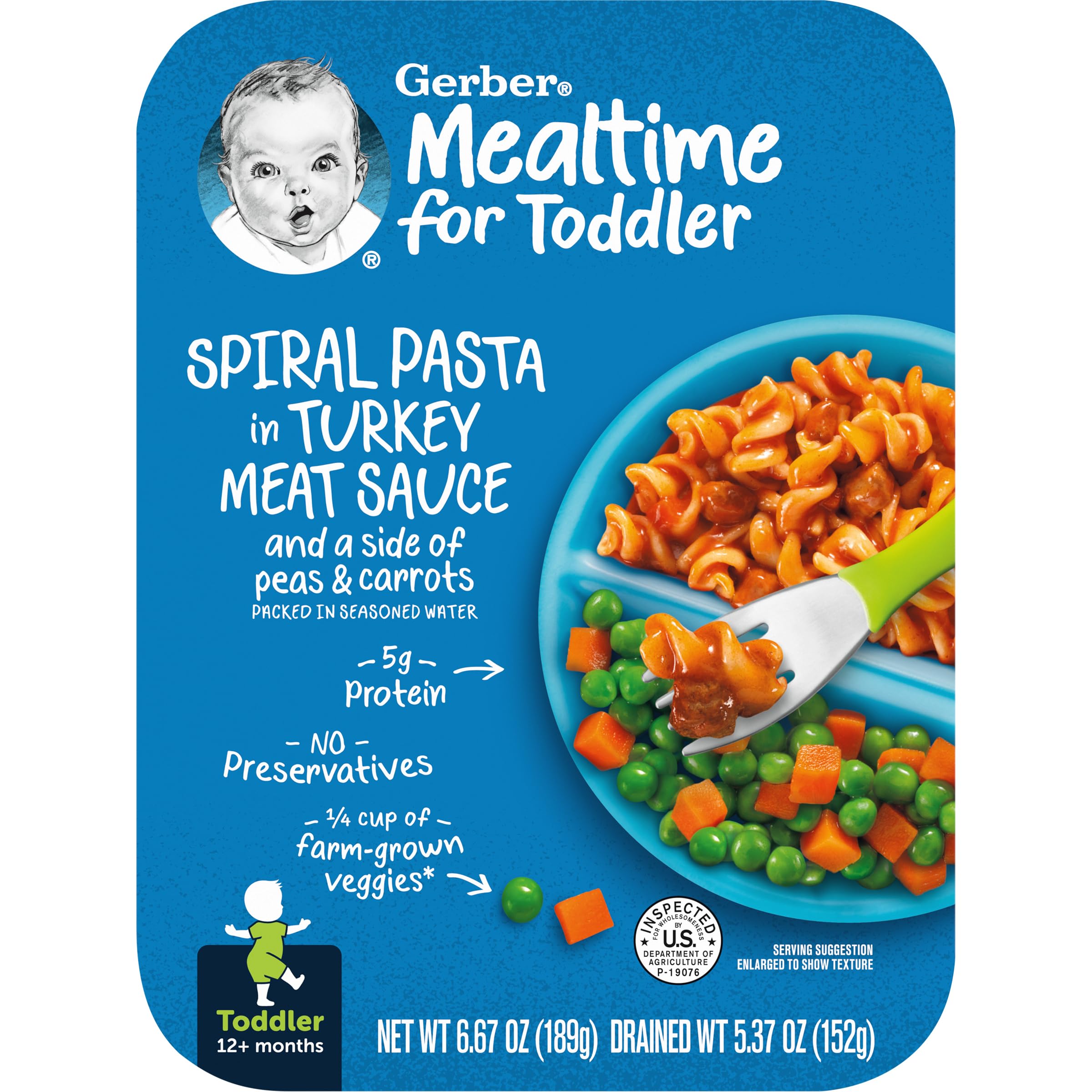Foto 2 | Comida Para Niños Pequeños Gerber Lil Entrees, Pasta En Espiral Y Salsa De Pavo, 200 G - Venta Internacional.
