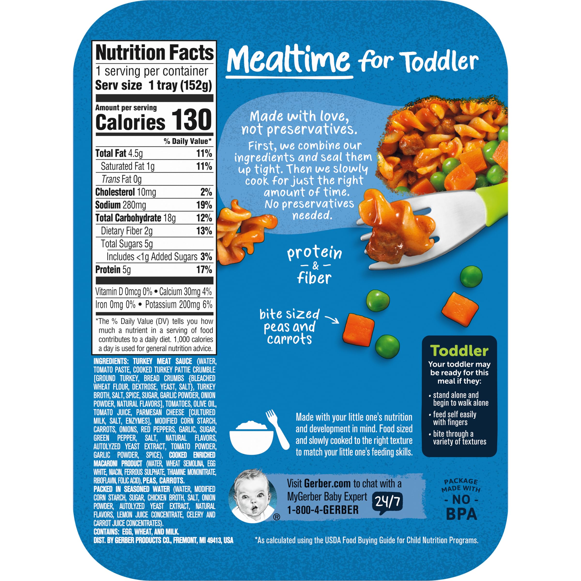 Foto 4 pulgar | Comida Para Niños Pequeños Gerber Lil Entrees, Pasta En Espiral Y Salsa De Pavo, 200 G - Venta Internacional.