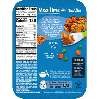 Foto 3 | Comida Para Niños Pequeños Gerber Lil Entrees, Pasta En Espiral Y Salsa De Pavo, 200 G - Venta Internacional.