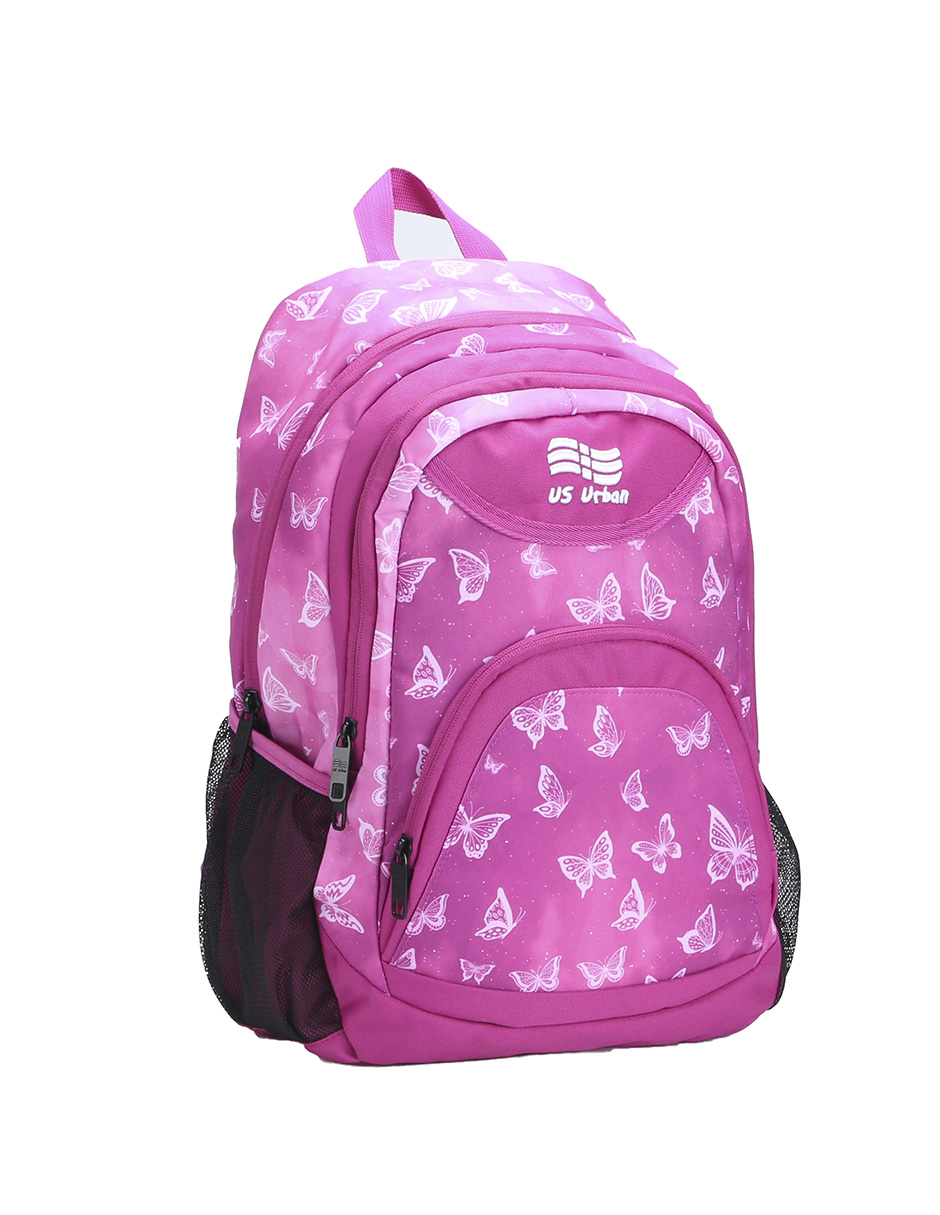 Foto 3 pulgar | Set Mochila Escolar con Lonchera y Lapicera US Urban Mariposa color Rosa