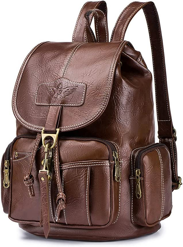 Foto 2 pulgar | Venta Internacional - Mochila De Cuero Sintético Para Mujer, Café Vintage