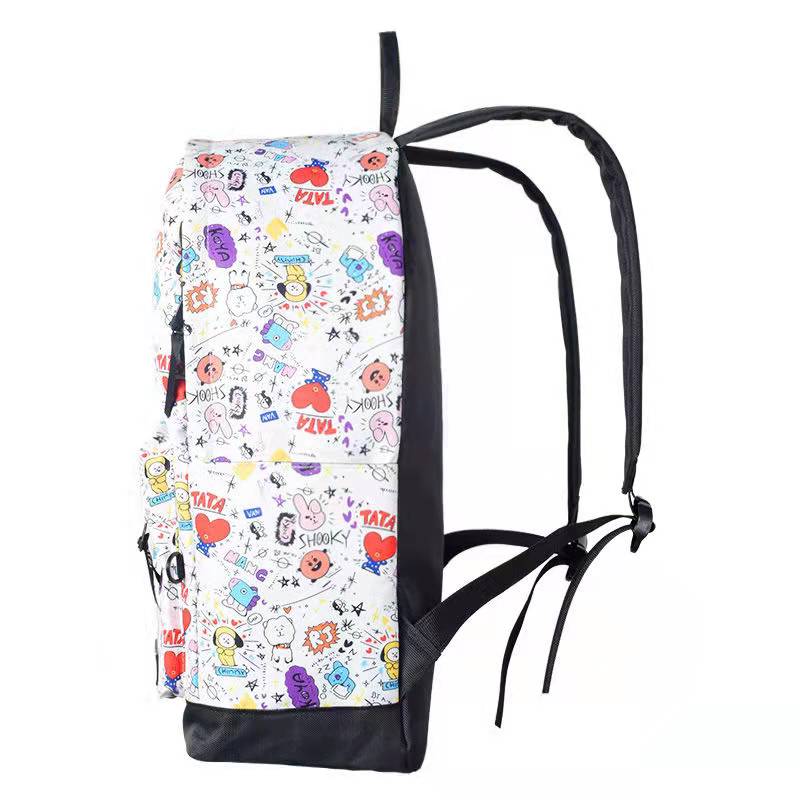 Mochila Oxford Core Bts Bt21 Blanca Kpop Bts Poli ster Con Morral