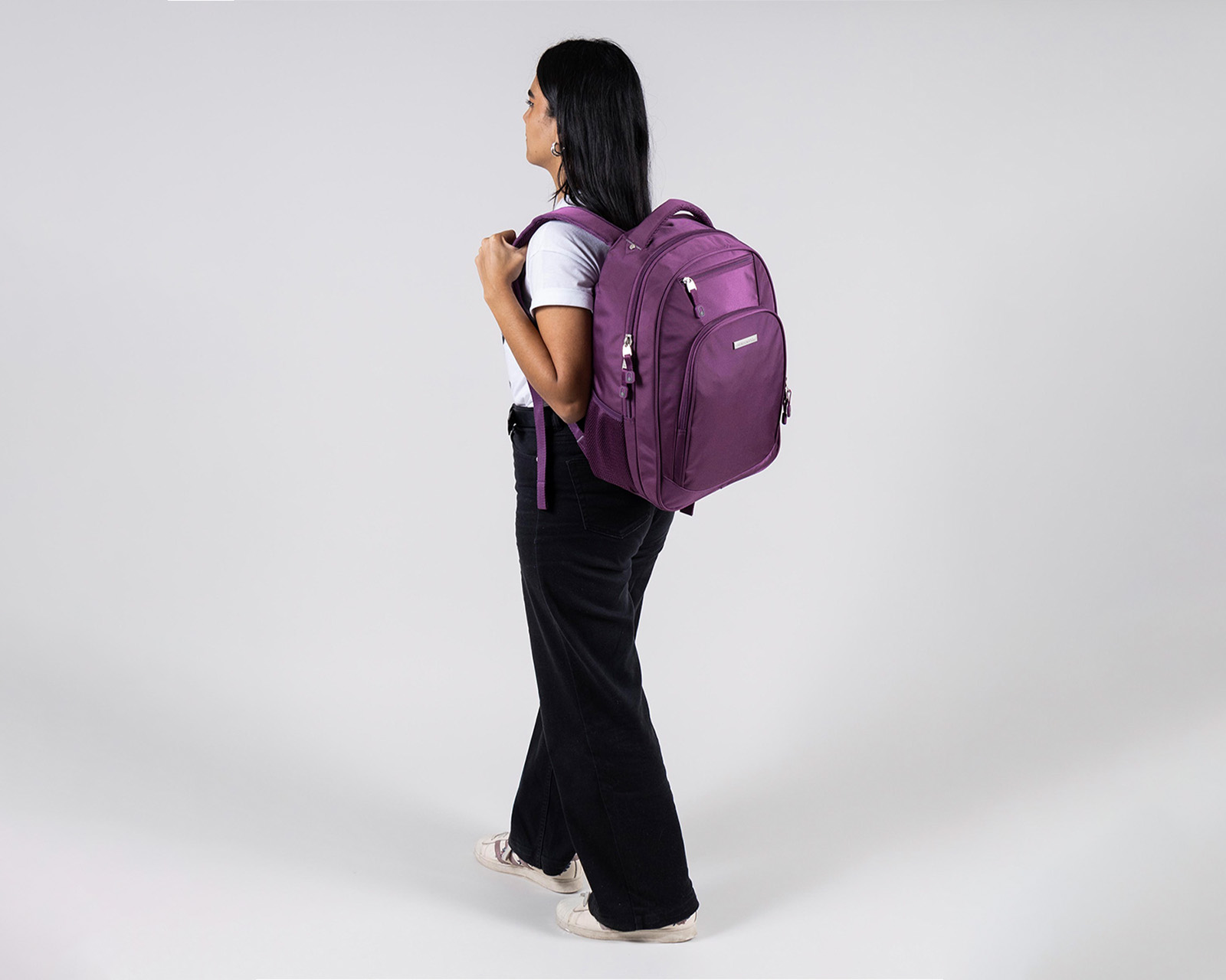 Foto 9 pulgar | Mochila Grande Chenson Pro Para Mujer Kazio Morado Con Porta Laptop De Hasta 15''.