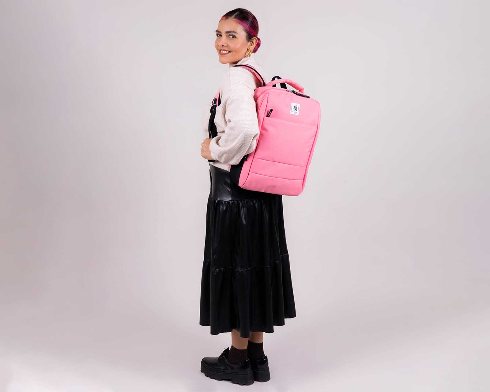 Foto 8 | Mochila Grande 1818 Para Mujer Wynn Rosa Con Porta Laptop De Hasta 15''.