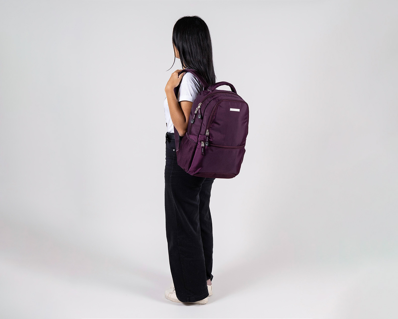 Foto 9 pulgar | Mochila Grande Chenson Pro Para Mujer Merlot Tinto Con Porta Laptop De Hasta 15''.