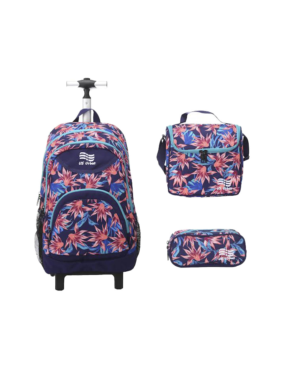 Set de Mochila Escolar Us Urban Carrito con Lonchera y Lapicera para Niña