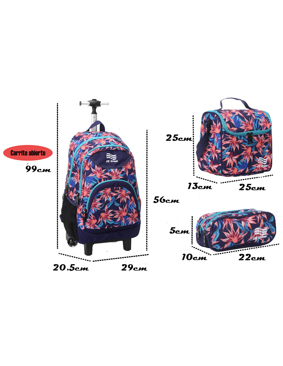 Foto 8 | Set de Mochila Escolar Us Urban Carrito con Lonchera y Lapicera para Niña