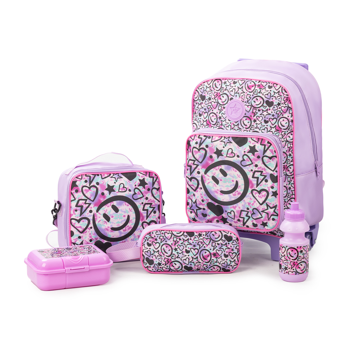 Set De Mochila Escolar Con Rueditas Mima2 Smile 5 Piezas