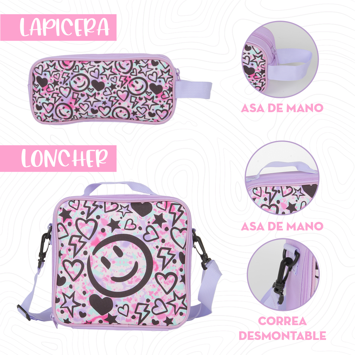 Foto 5 pulgar | Set De Mochila Escolar Con Rueditas Mima2 Smile 5 Piezas