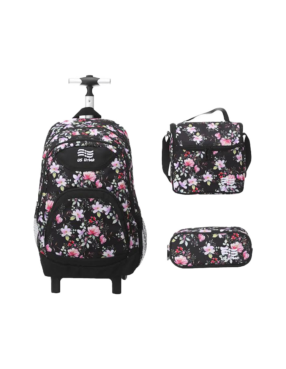 Foto 1 | Set 3 Mochila Escolar Carrito Con Lonchera Y Lapicera Niña