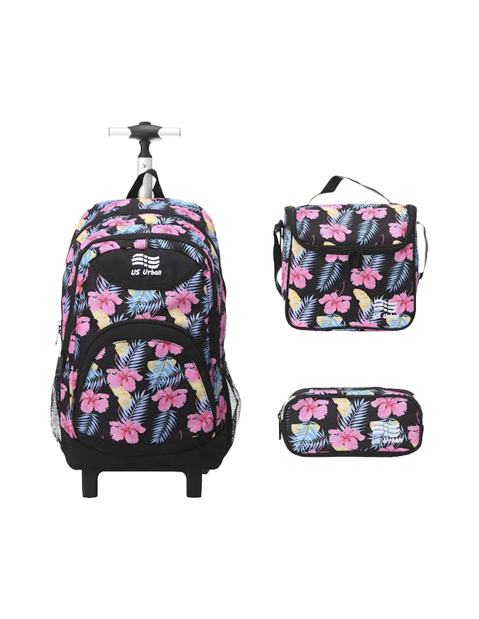 Foto 1 | Set 3 Mochila Escolar Carrito Con Lonchera Y Lapicera Niña