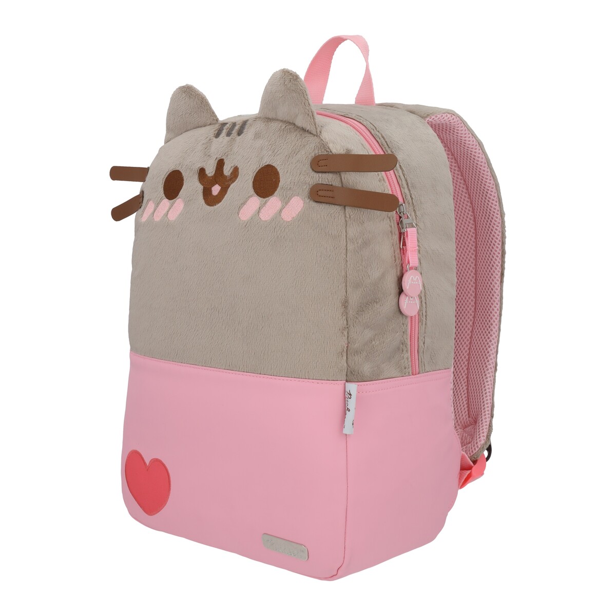 Foto 3 pulgar | Mochila Escolar Gato Pusheen The Cat Gris Rosa Corazon Backpack