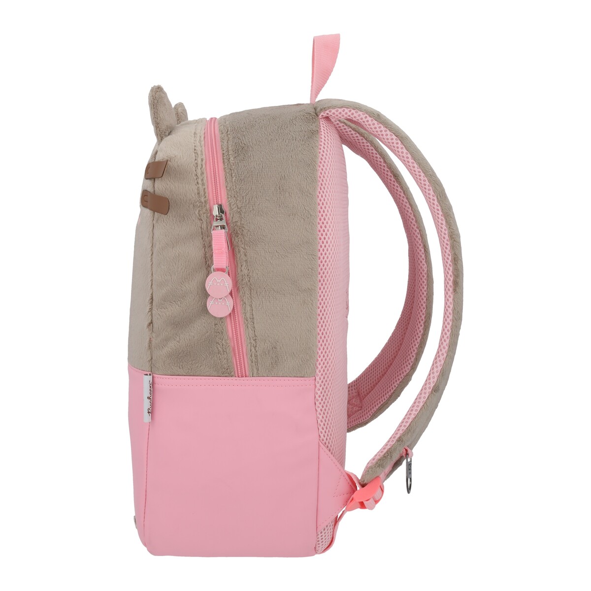 Foto 4 pulgar | Mochila Escolar Gato Pusheen The Cat Gris Rosa Corazon Backpack