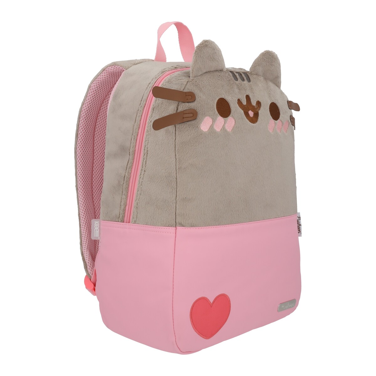 Foto 9 pulgar | Mochila Escolar Gato Pusheen The Cat Gris Rosa Corazon Backpack