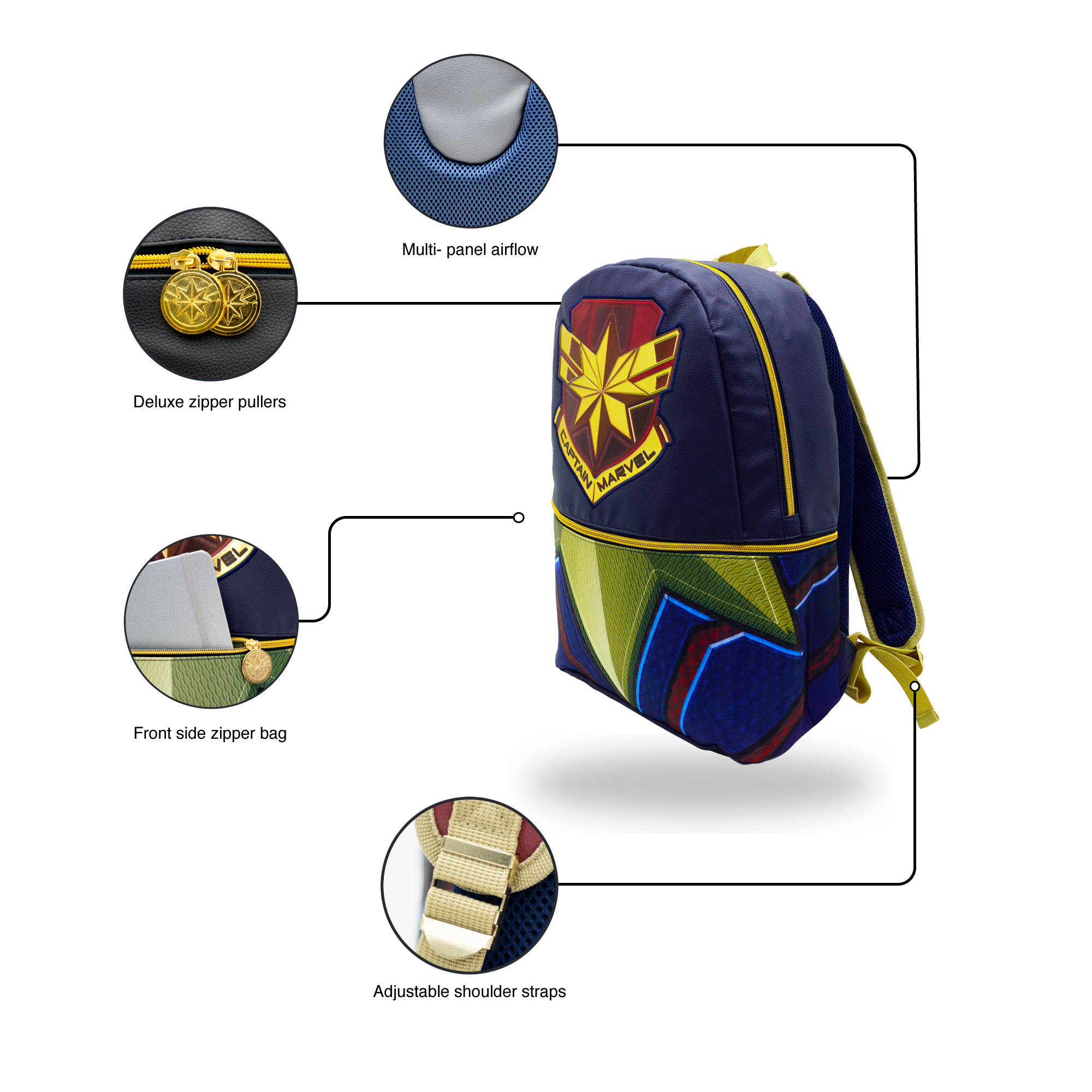 Foto 6 pulgar | Mochila Marvel Captain Marvel