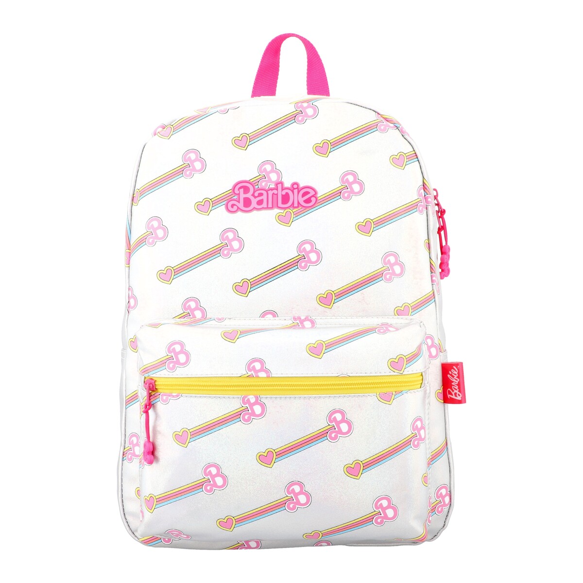 Mochila Escolar Barbie Plateado Brillante con Múltiples Compartimentos