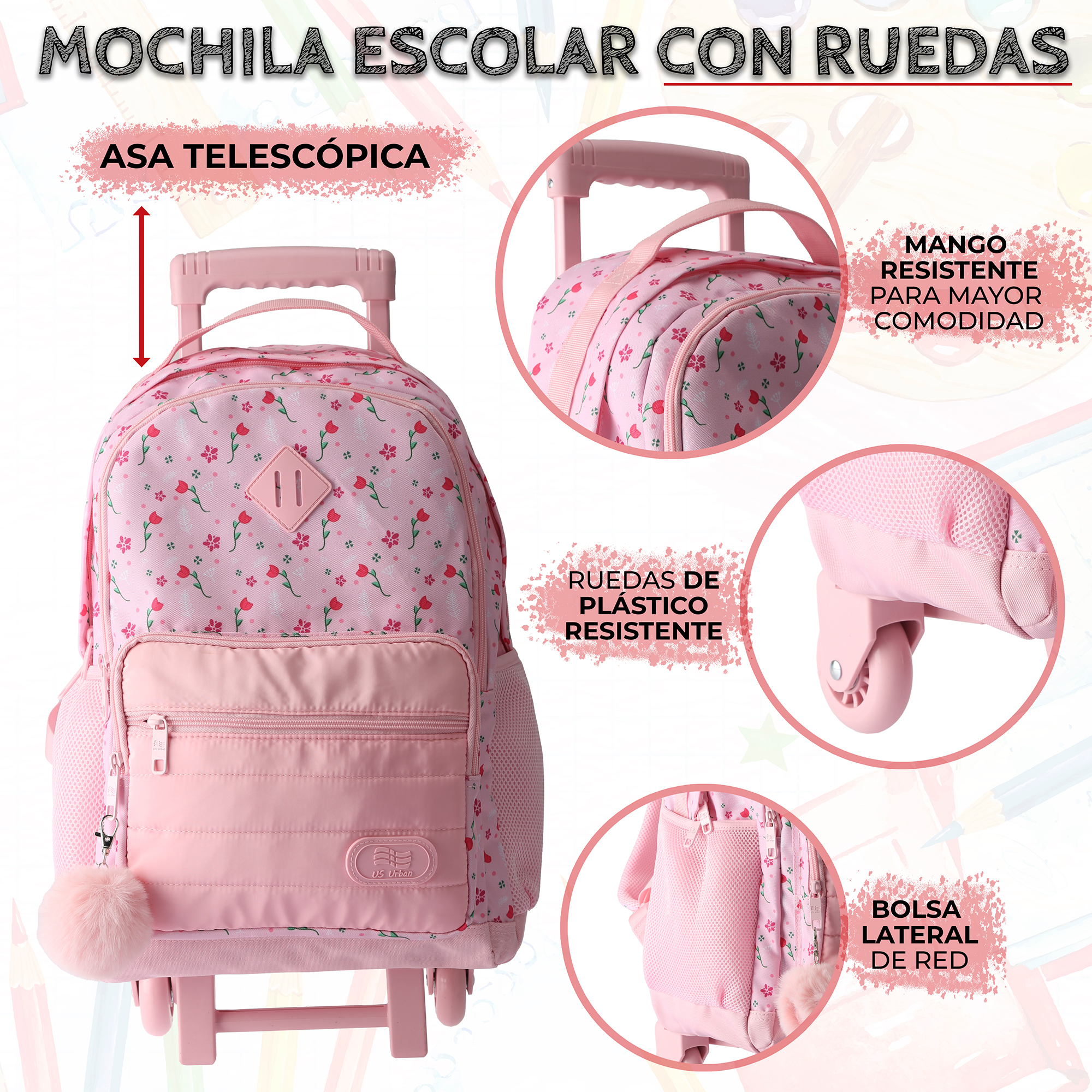 Foto 6 pulgar | Set Mochila Escolar Carrito Con Lonchera Y Lapicera 3 Piezas