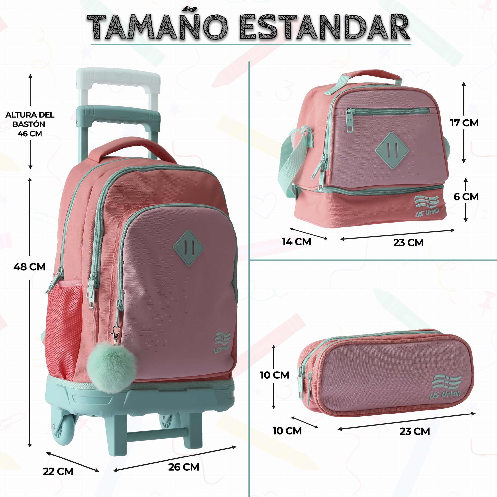 Foto 5 pulgar | Set Mochila Escolar Carrito Con Lonchera Y Lapicera 3 Piezas