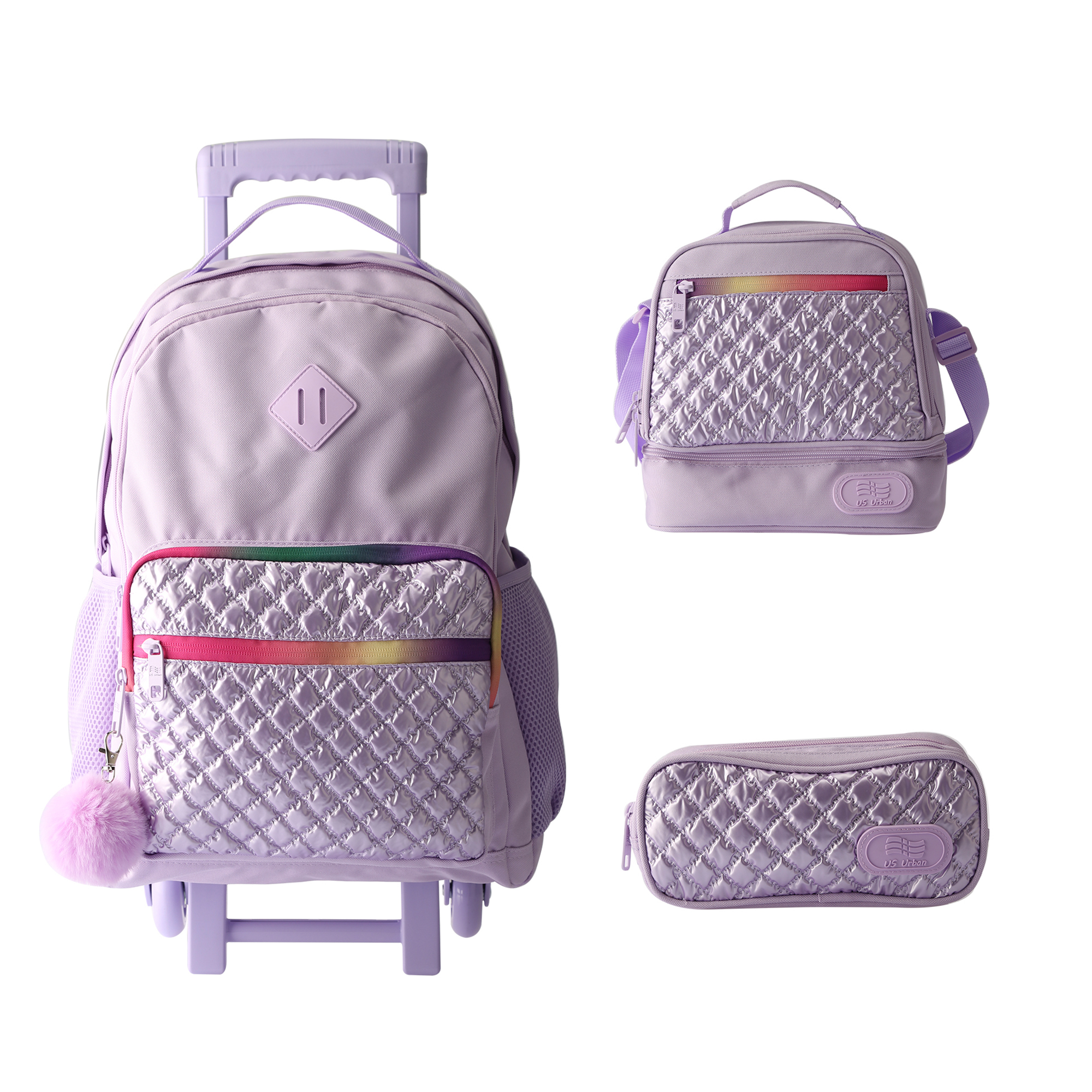 Set Mochila Escolar Carrito Con Lonchera Y Lapicera 3 Piezas
