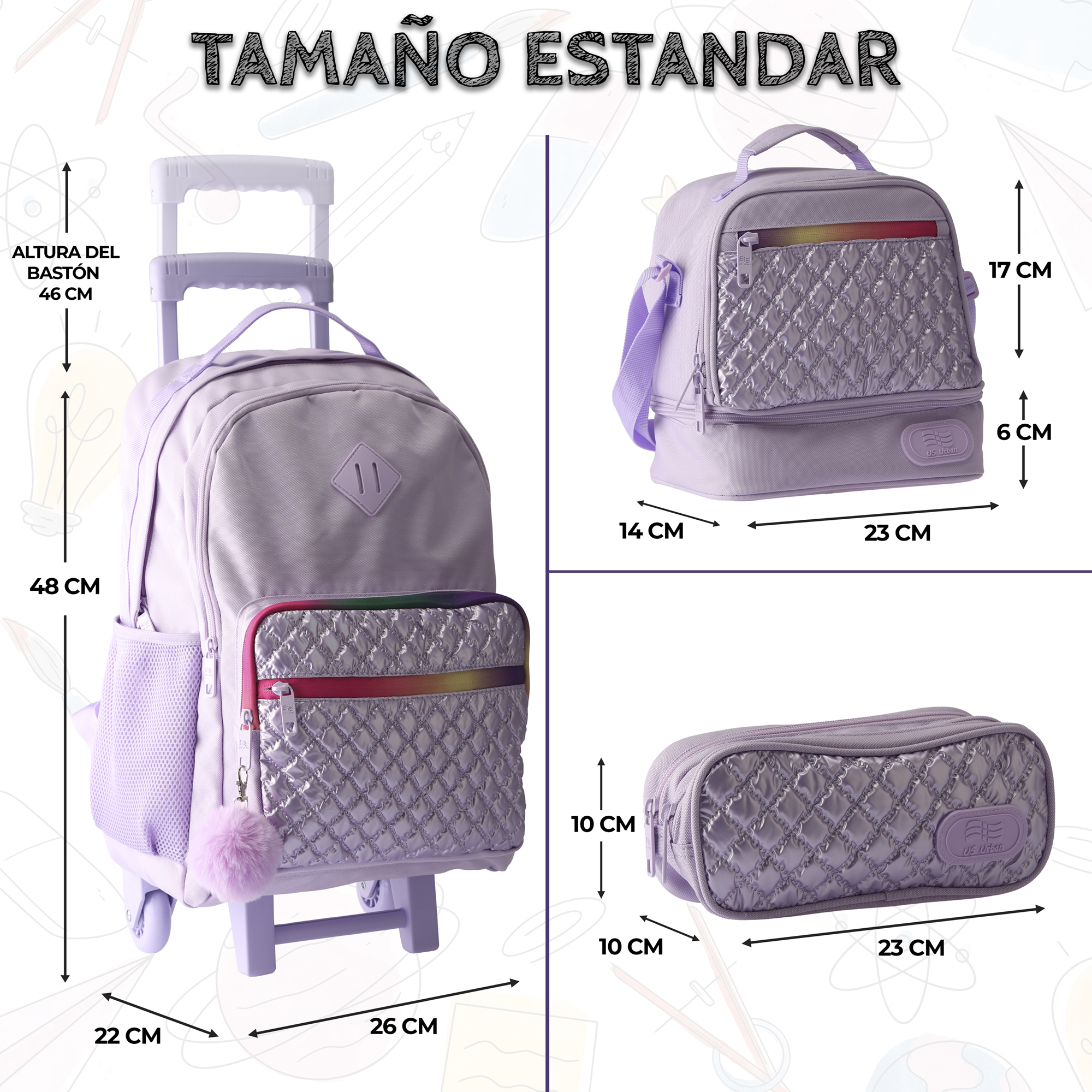 Foto 4 | Set Mochila Escolar Carrito Con Lonchera Y Lapicera 3 Piezas