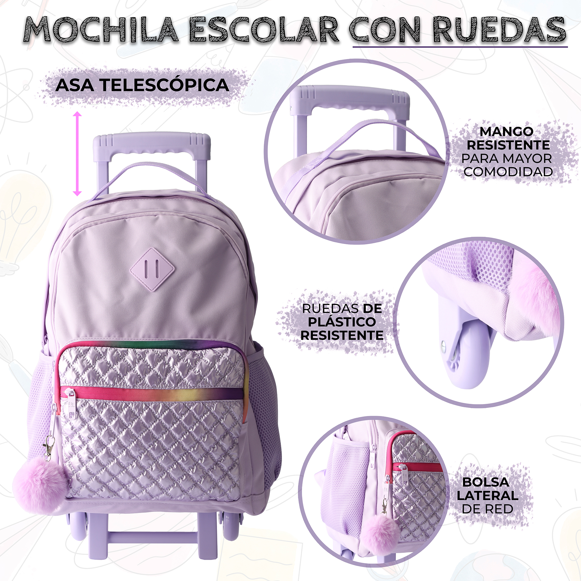 Foto 6 pulgar | Set Mochila Escolar Carrito Con Lonchera Y Lapicera 3 Piezas