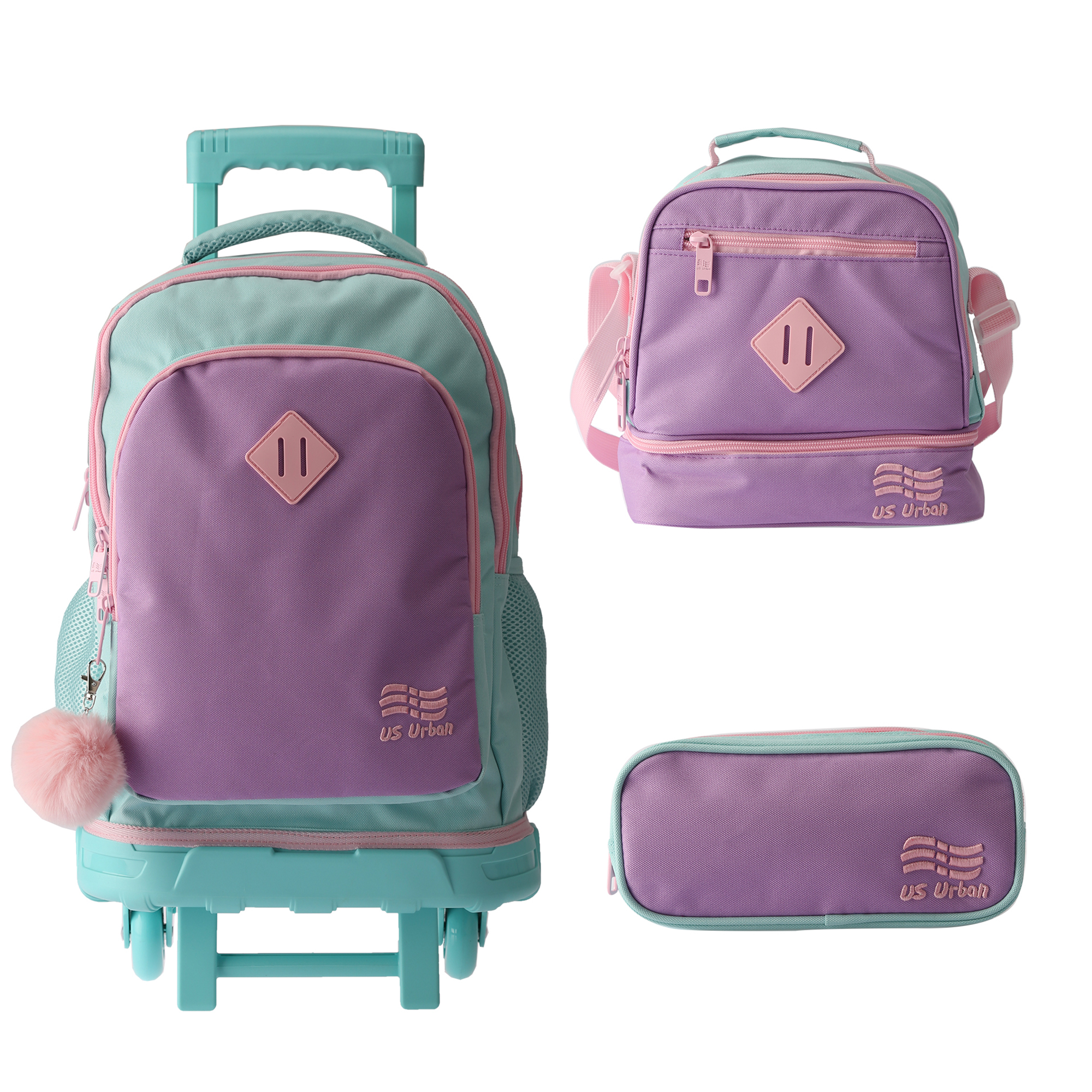 Foto 1 | Set Mochila Escolar Carrito Con Lonchera Y Lapicera 3 Piezas