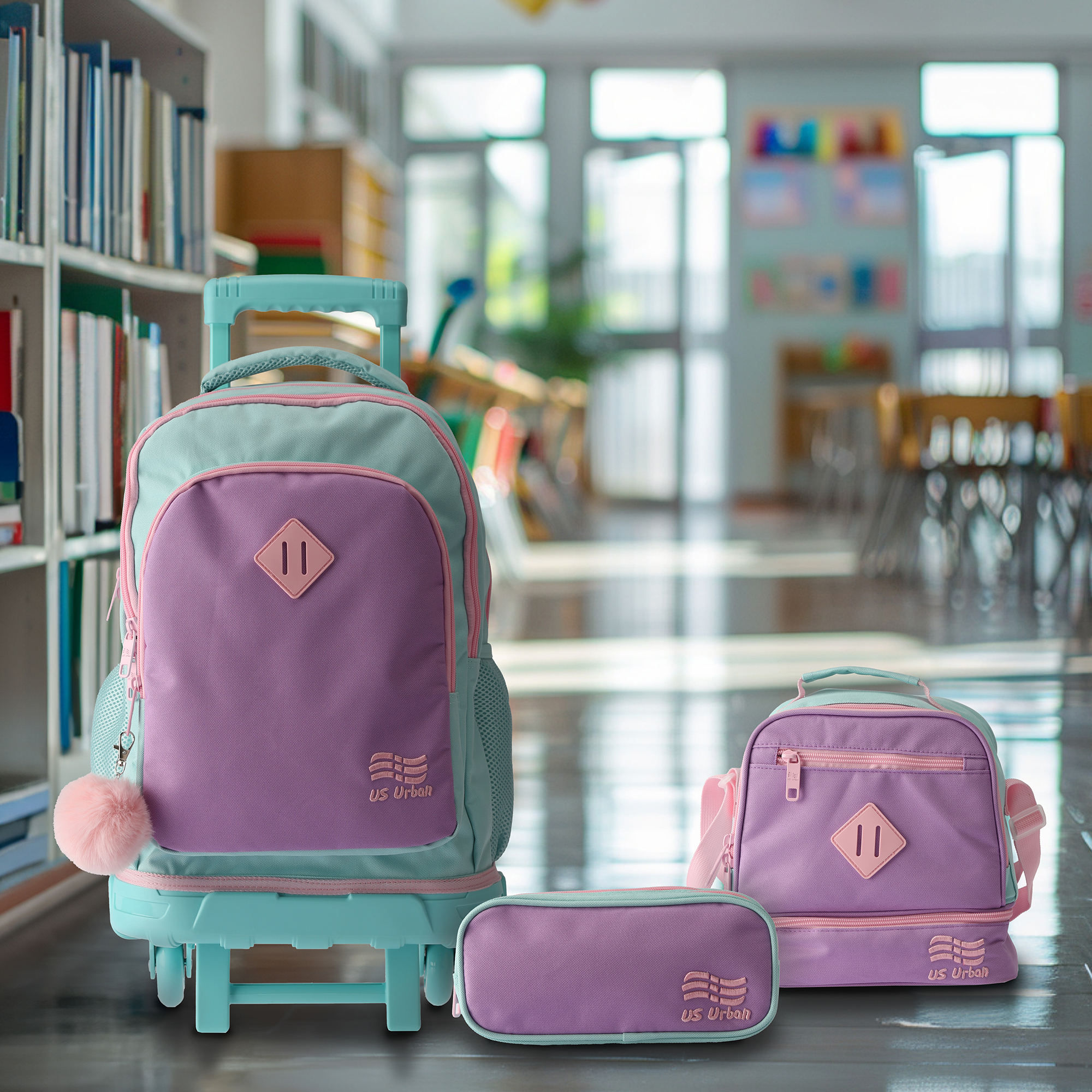 Foto 7 | Set Mochila Escolar Carrito Con Lonchera Y Lapicera 3 Piezas