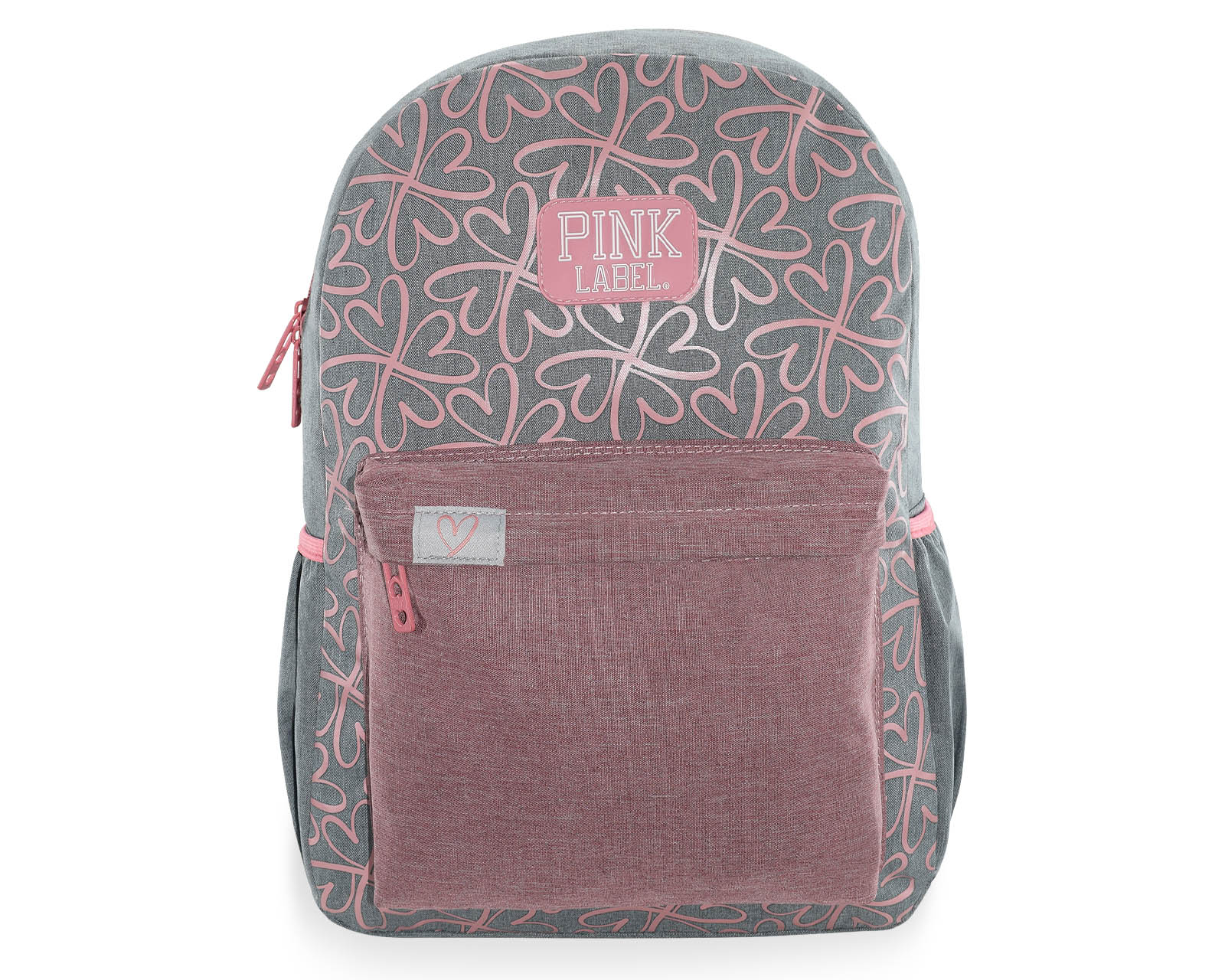 Mochila Pink Label Flores Gris Rosa