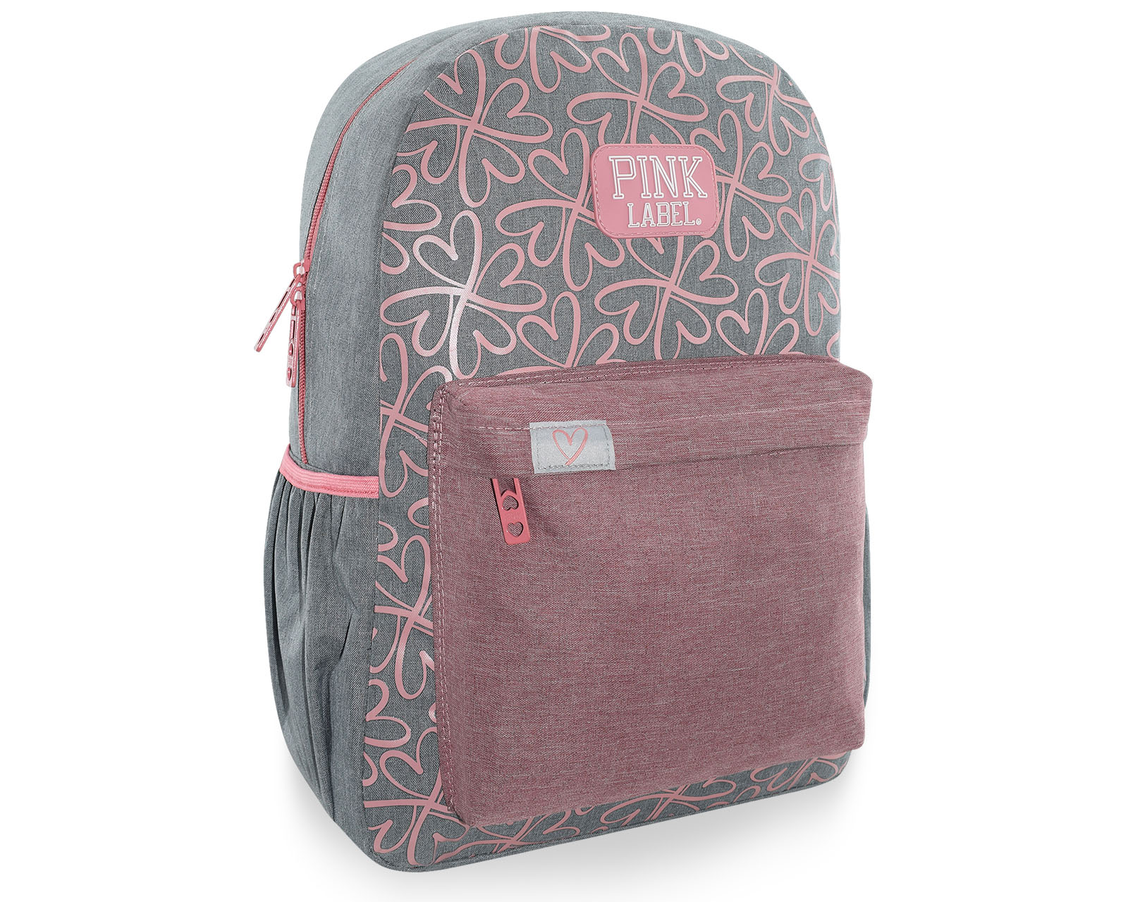 Foto 3 pulgar | Mochila Pink Label Flores Gris Rosa