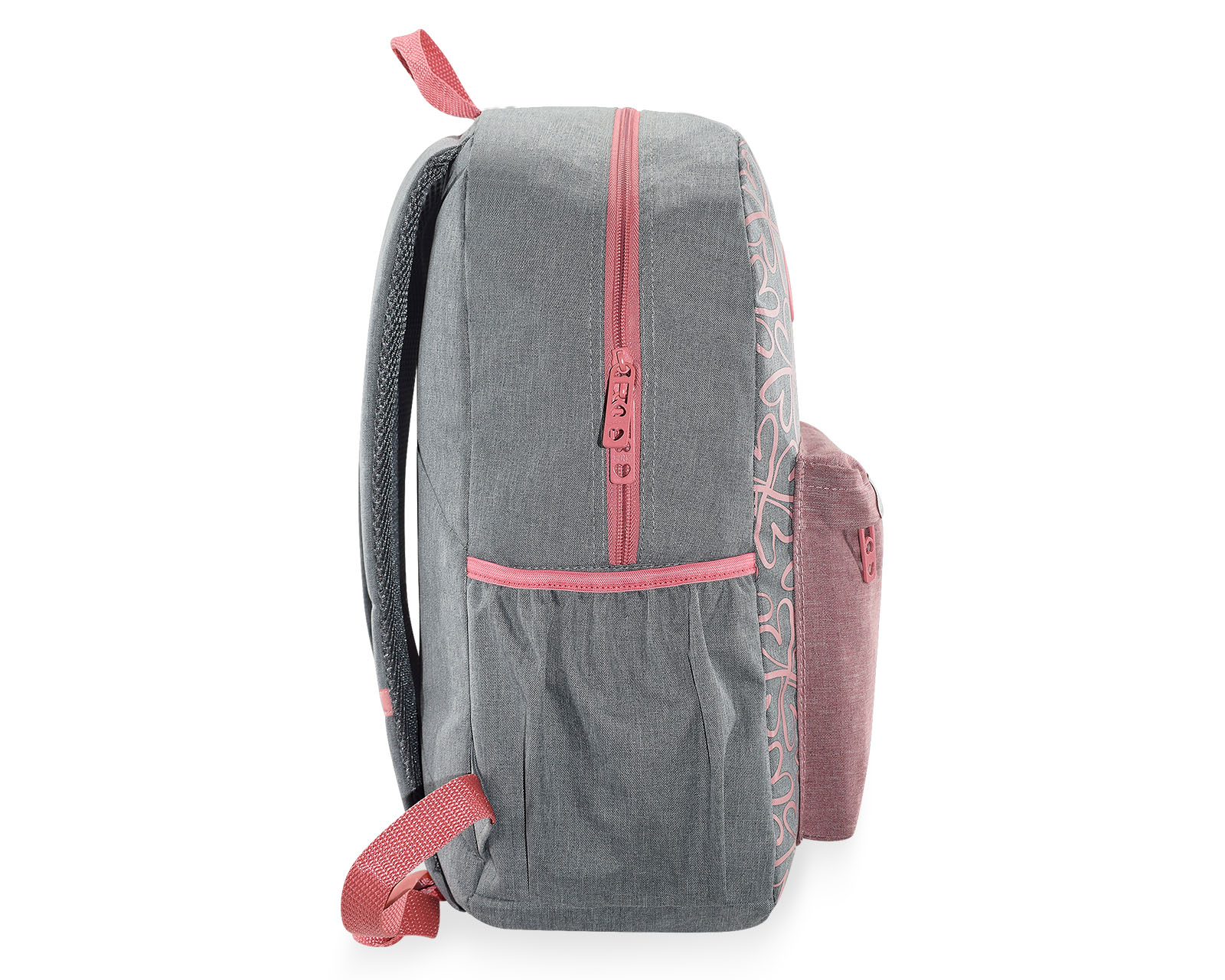 Foto 5 pulgar | Mochila Pink Label Flores Gris Rosa
