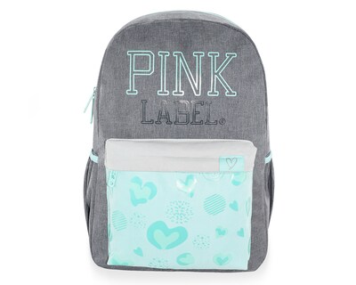 Foto 1 | Mochila Pink Label Corazones Gris Menta