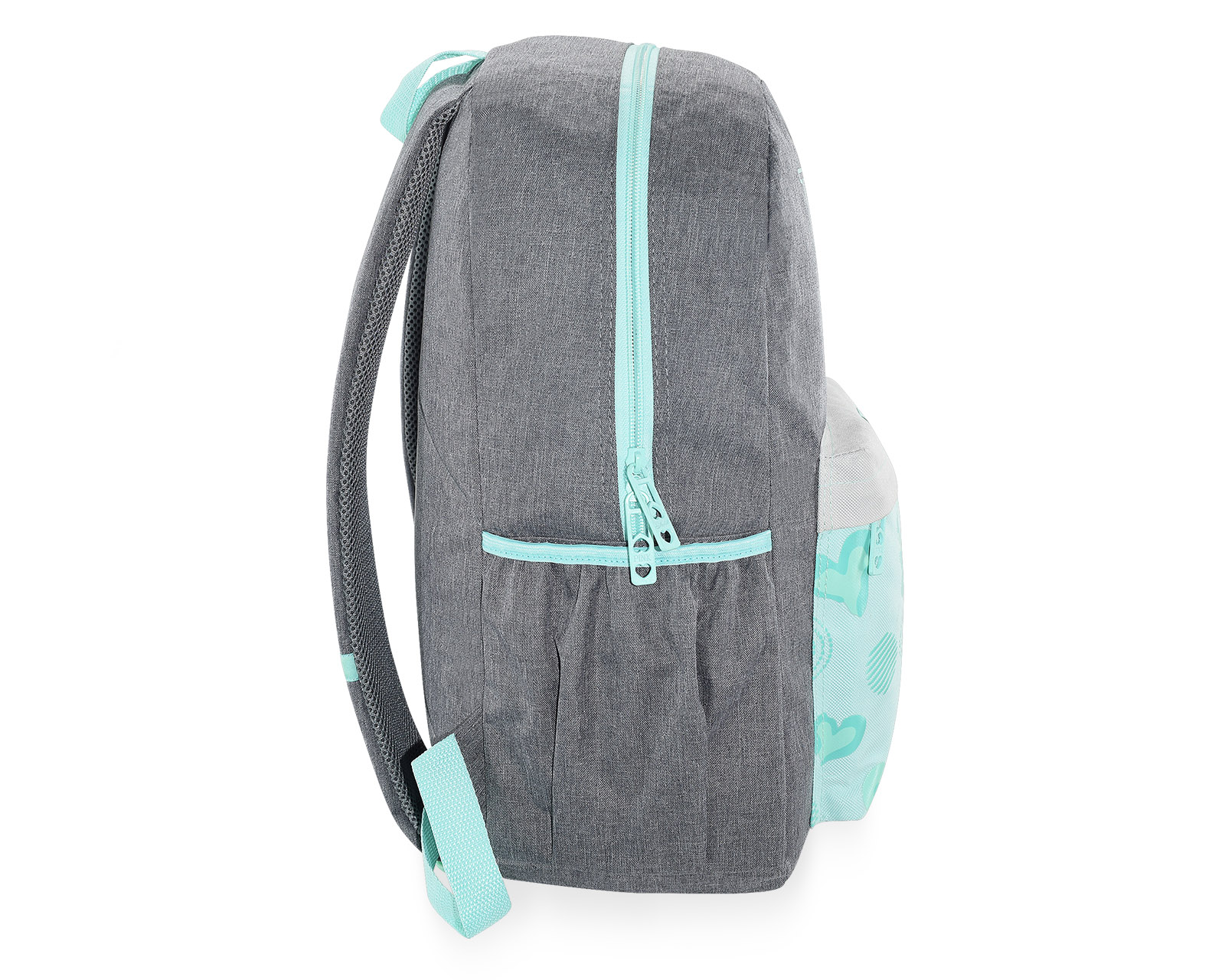 Foto 5 pulgar | Mochila Pink Label Corazones Gris Menta
