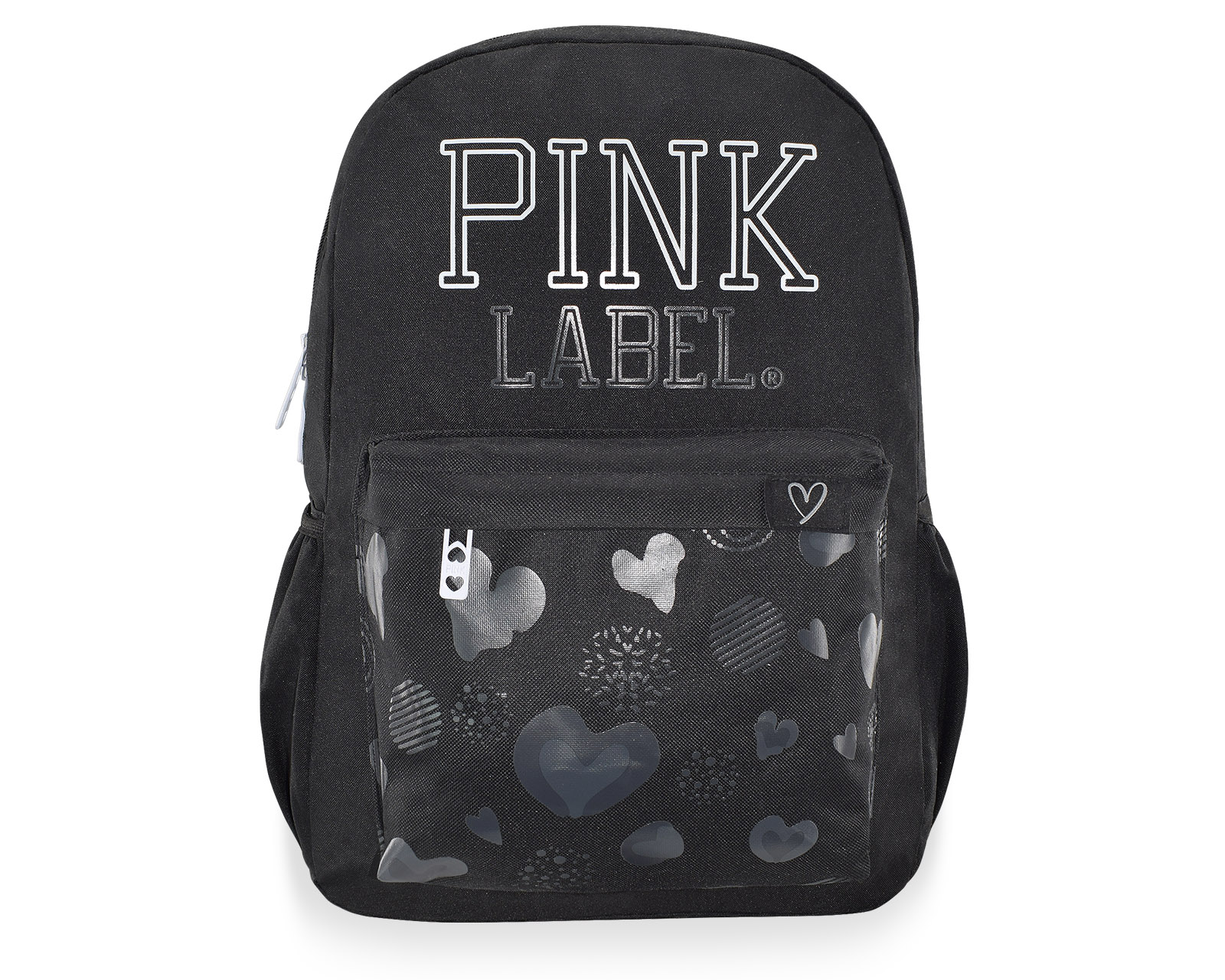 Mochila Pink Label Corazones Negro