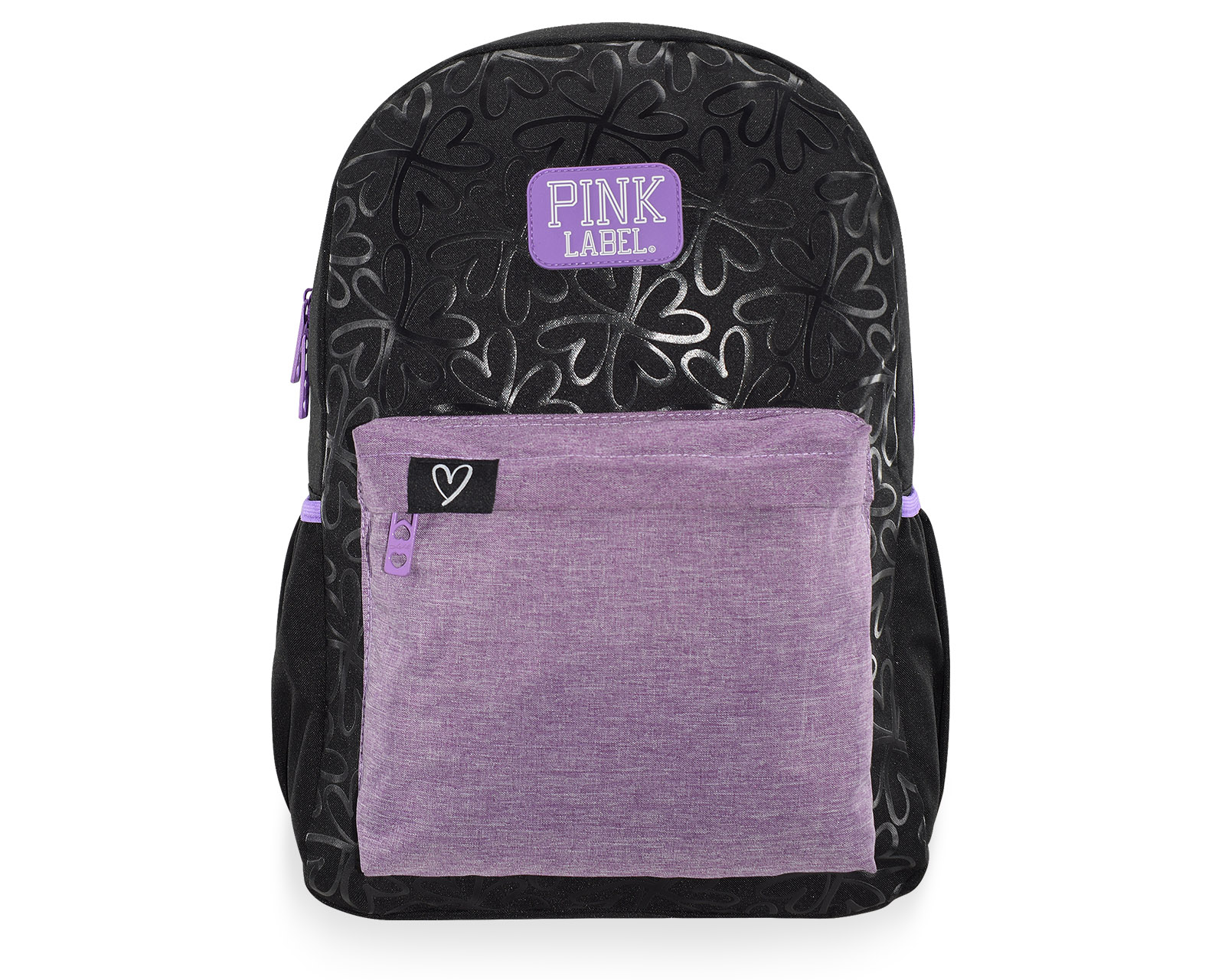 Mochila Pink Label Flores Negro Purpura